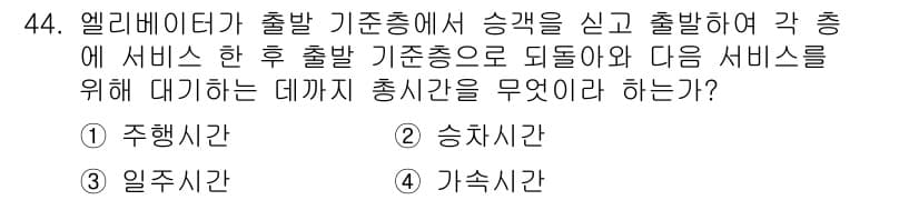 전산응용건축제도기능사 2015년 44번 - 엘리베이터의 출발 기준층에서 승객을 태운 후 각 층에 서비스를 제공한 후... 에 관한 핵심 기출문제