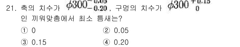 컴퓨터응용선반기능사 2015년 21번 - 이 문제에서 축의 치수와 구명의 치수가 주어졌는데, 이들의 기준 값을 정... 에 관한 핵심 기출문제