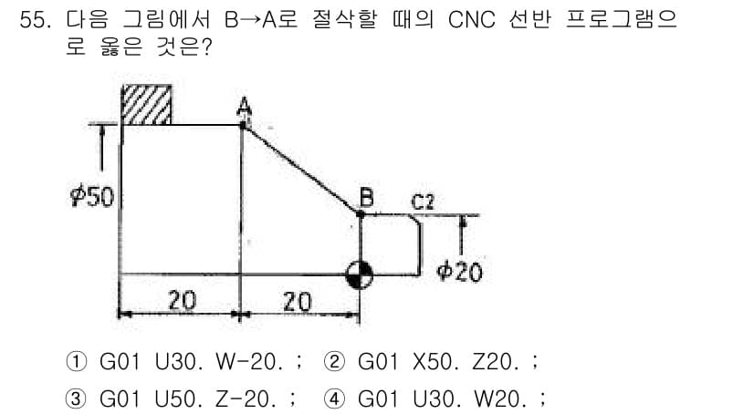 컴퓨터응용선반기능사 2015년 55번 - 정답과 핵심 포인트를 검수 중인 기출문제