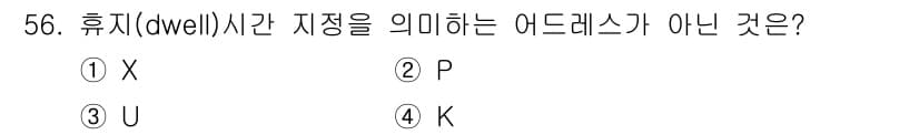 컴퓨터응용밀링기능사 2015년 56번 - 휴지(dwell) 시간은 CNC 프로그램에서 일정한 위치에서 멈추는 시간... 에 관한 핵심 기출문제