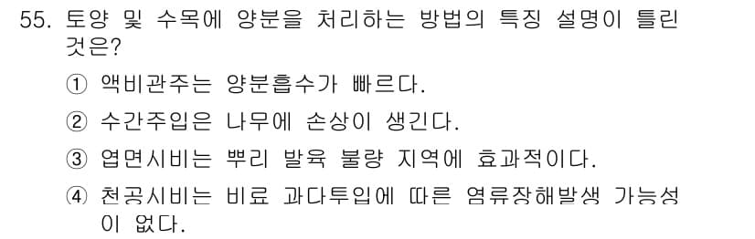 조경기능사 2015년 55번 - 정답과 핵심 포인트를 검수 중인 기출문제