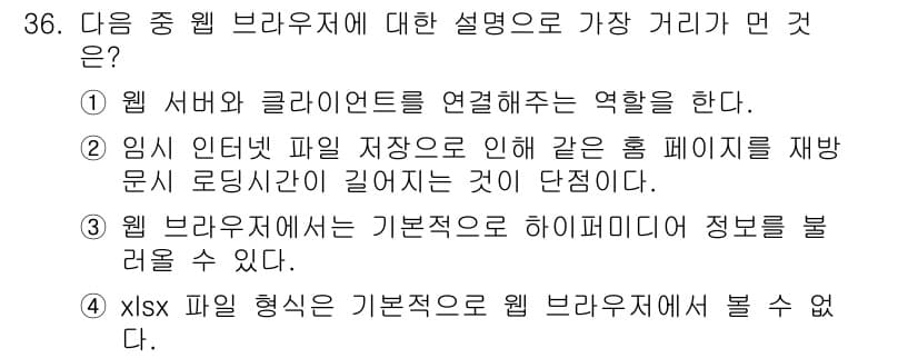 인터넷정보관리사_2급 2015년 36번 - 정답과 핵심 포인트를 검수 중인 기출문제