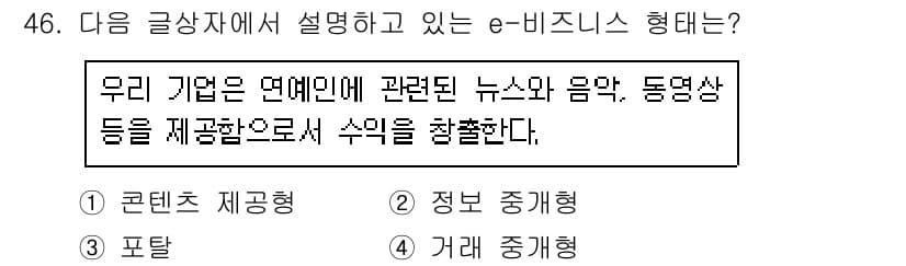 전자상거래운용사 2015년 46번 - 정답과 핵심 포인트를 검수 중인 기출문제