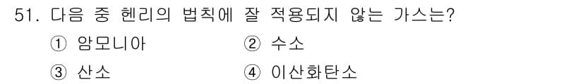 가스기능사 2015년 51번 - 헨리의 법칙은 기체의 용해도는 그 기체의 분압에 비례한다는 원칙입니다. ... 에 관한 핵심 기출문제