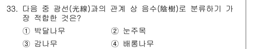 조경기능사 2016년 33번 - 정답과 핵심 포인트를 검수 중인 기출문제