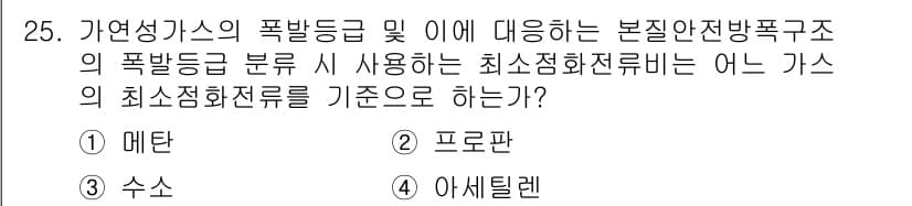 가스기능사 2016년 25번 - 정답 4번은 아세틸렌입니다. 아세틸렌은 가연성이 강하여 폭발 위험성이 크... 에 관한 핵심 기출문제