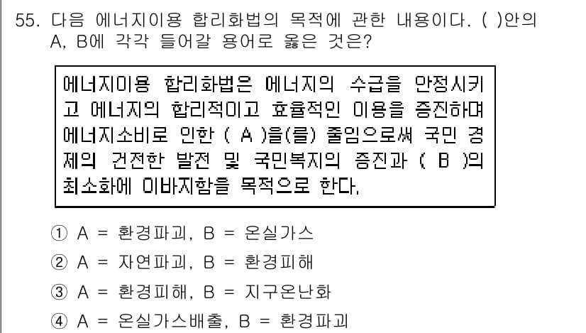 에너지관리기능사 2016년 55번 - 정답과 핵심 포인트를 검수 중인 기출문제