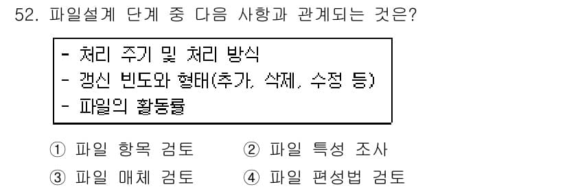 정보처리산업기사 2016년 52번 - 정답과 핵심 포인트를 검수 중인 기출문제