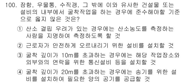 산업안전산업기사 2015년 100번 - 정답과 핵심 포인트를 검수 중인 기출문제