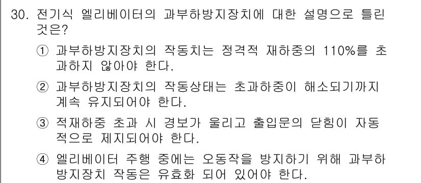 승강기기능사 2016년 30번 - 정답과 핵심 포인트를 검수 중인 기출문제