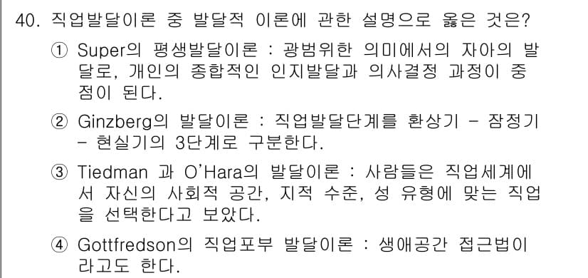 직업상담사_2급 2016년 40번 - 정답과 핵심 포인트를 검수 중인 기출문제