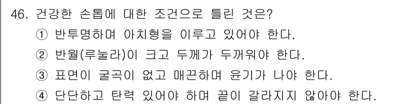 미용사(네일) 2016년 46번 - 정답과 핵심 포인트를 검수 중인 기출문제
