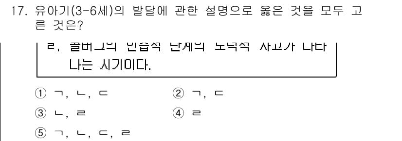 사회복지사_1급(1교시) 2015년 17번 - 유아기(3-6세)의 발달은 인지, 사회적, 정서적 측면에서 중요한 변화가... 에 관한 핵심 기출문제