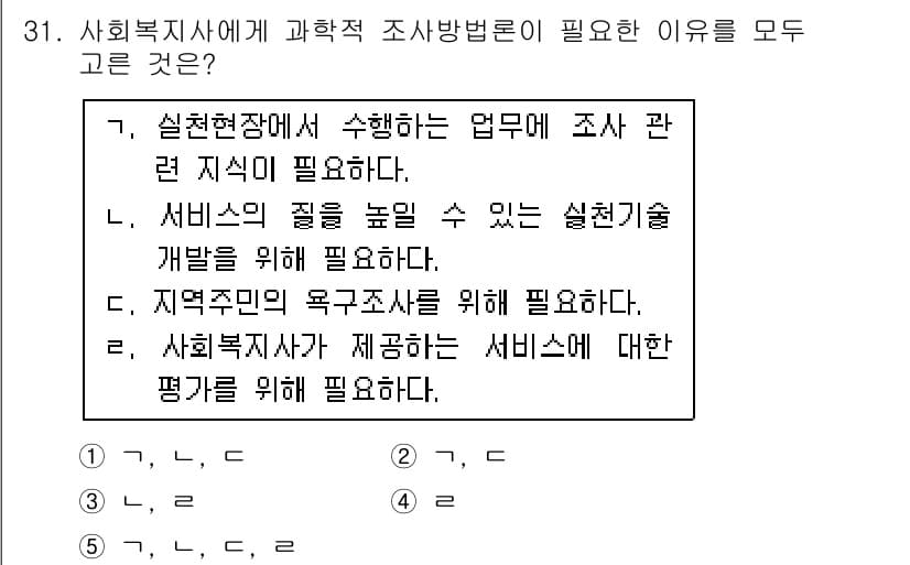 사회복지사_1급(1교시) 2016년 31번 - 정답과 핵심 포인트를 검수 중인 기출문제