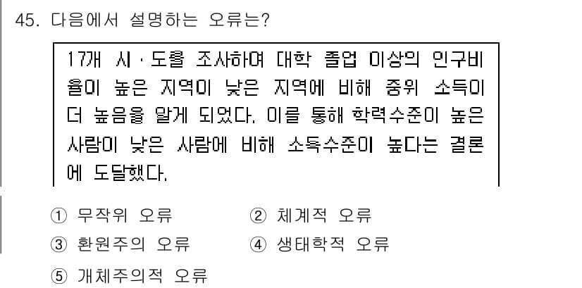 사회복지사_1급(1교시) 2017년 45번 - 정답과 핵심 포인트를 검수 중인 기출문제