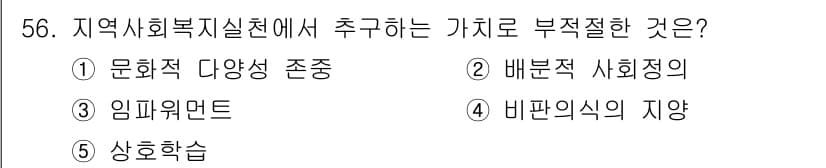 사회복지사_1급(2교시)(구) 2015년 56번 - 정답과 핵심 포인트를 검수 중인 기출문제