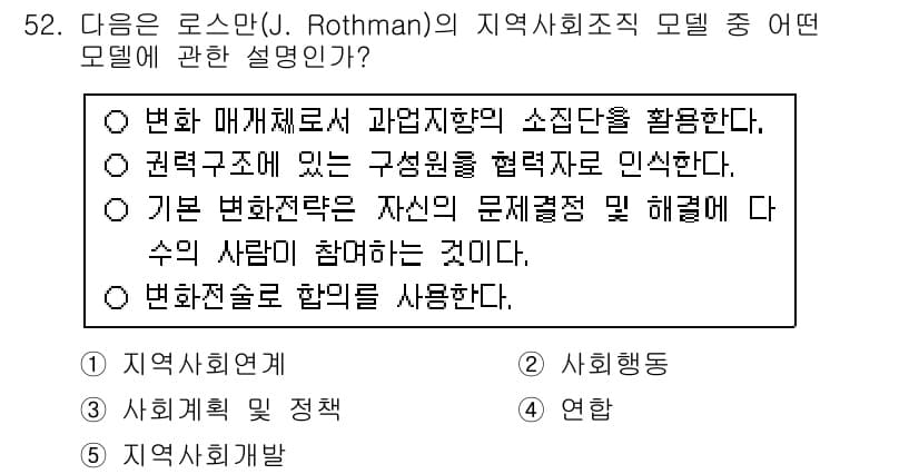 사회복지사_1급(2교시) 2015년 52번 - 정답과 핵심 포인트를 검수 중인 기출문제