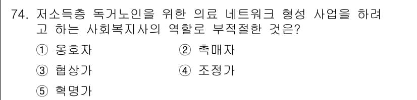 사회복지사_1급(2교시) 2015년 74번 - 정답과 핵심 포인트를 검수 중인 기출문제