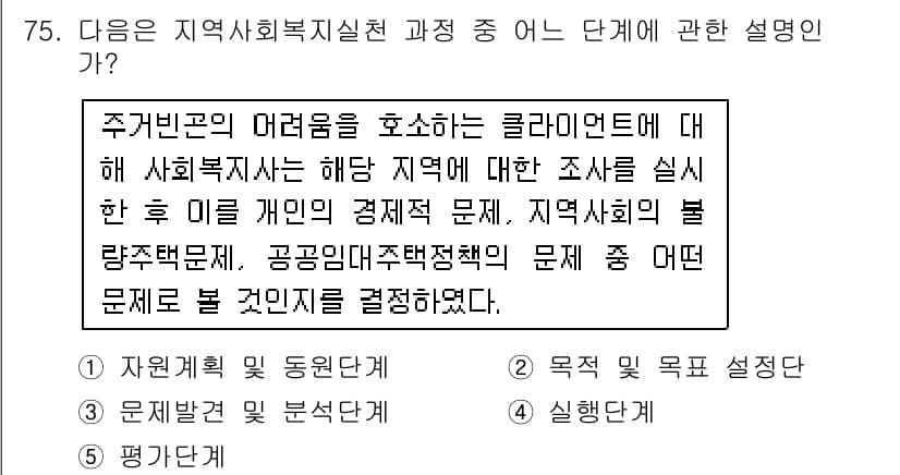 사회복지사_1급(2교시) 2015년 75번 - 정답과 핵심 포인트를 검수 중인 기출문제