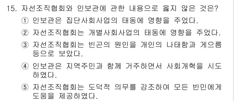 사회복지사_1급(2교시)(구) 2016년 15번 - 4번은 지역주민과 함께 거주하면서 사회복지안을 시도한 부분에서 부적절함이... 에 관한 핵심 기출문제