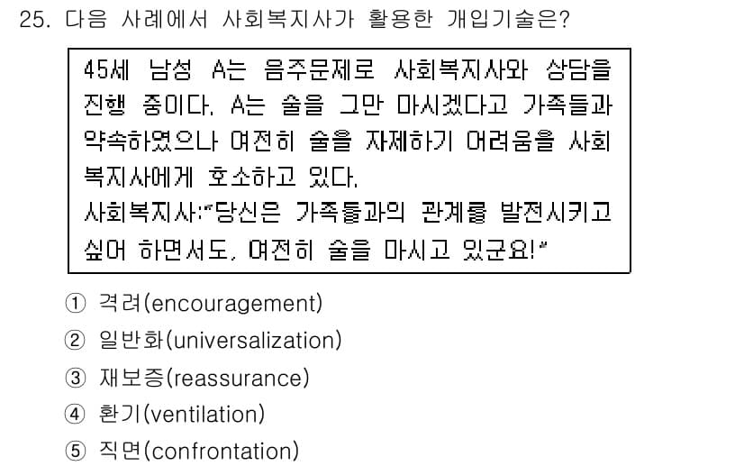 사회복지사_1급(2교시)(구) 2016년 25번 - 정답과 핵심 포인트를 검수 중인 기출문제