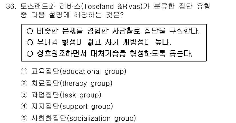 사회복지사_1급(2교시)(구) 2016년 36번 - 정답과 핵심 포인트를 검수 중인 기출문제