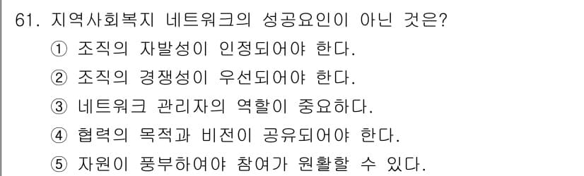 사회복지사_1급(2교시)(구) 2016년 61번 - 정답과 핵심 포인트를 검수 중인 기출문제