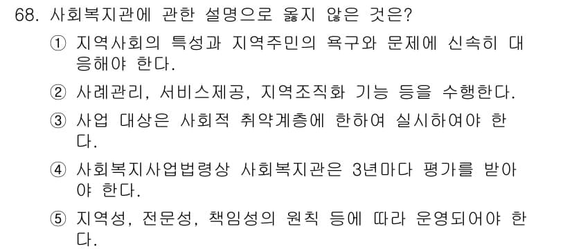 사회복지사_1급(2교시)(구) 2016년 68번 - 정답과 핵심 포인트를 검수 중인 기출문제