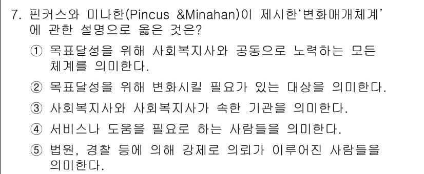 사회복지사_1급(2교시) 2016년 7번 - 정답과 핵심 포인트를 검수 중인 기출문제