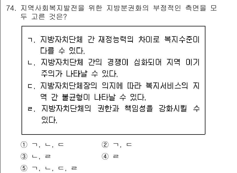 사회복지사_1급(2교시) 2016년 74번 - 정답과 핵심 포인트를 검수 중인 기출문제