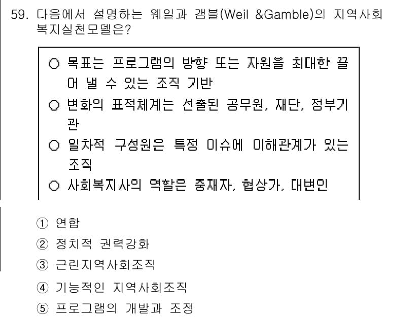 사회복지사_1급(2교시)(구) 2017년 59번 - 정답과 핵심 포인트를 검수 중인 기출문제