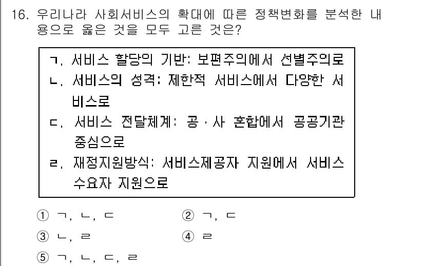사회복지사_1급(3교시)(구) 2015년 16번 - 정답과 핵심 포인트를 검수 중인 기출문제