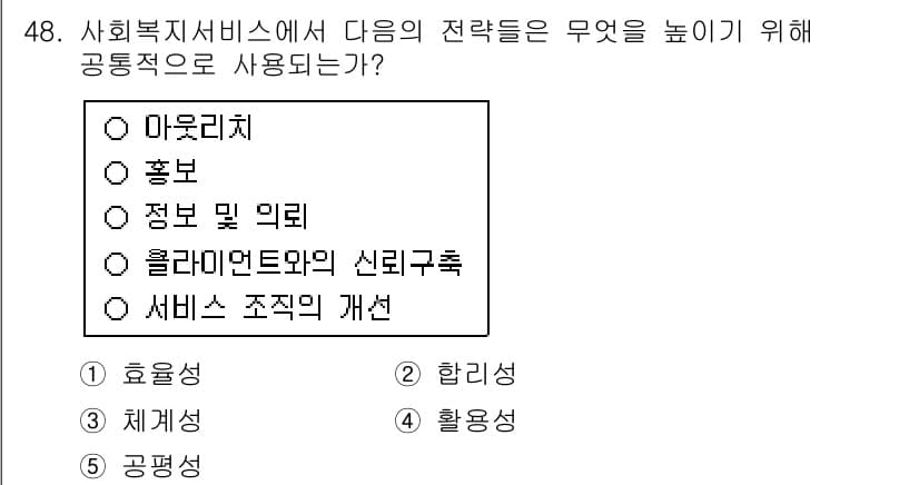 사회복지사_1급(3교시)(구) 2015년 48번 - 정답과 핵심 포인트를 검수 중인 기출문제