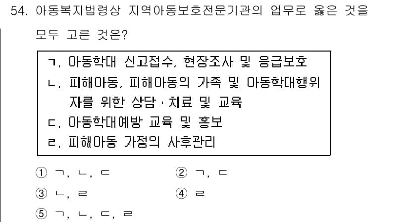 사회복지사_1급(3교시)(구) 2015년 54번 - 정답과 핵심 포인트를 검수 중인 기출문제