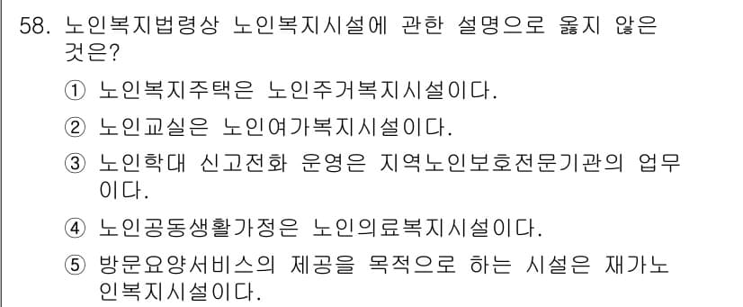 사회복지사_1급(3교시) 2015년 58번 - 정답과 핵심 포인트를 검수 중인 기출문제