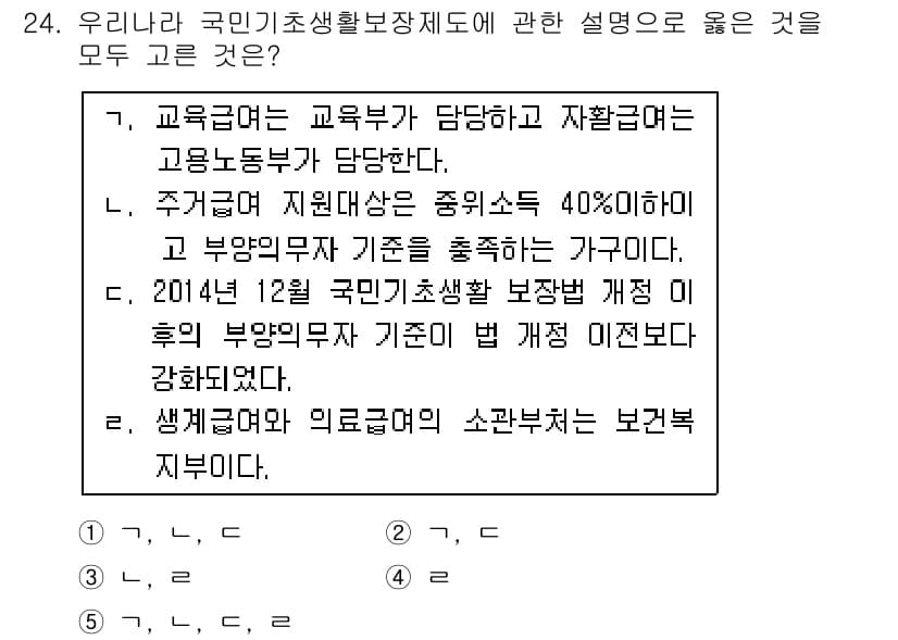 사회복지사_1급(3교시)(구) 2016년 24번 - 정답과 핵심 포인트를 검수 중인 기출문제