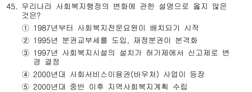 사회복지사_1급(3교시) 2016년 45번 - 정답과 핵심 포인트를 검수 중인 기출문제