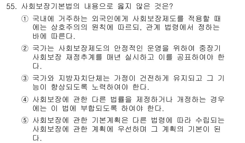 사회복지사_1급(3교시) 2016년 55번 - 정답과 핵심 포인트를 검수 중인 기출문제