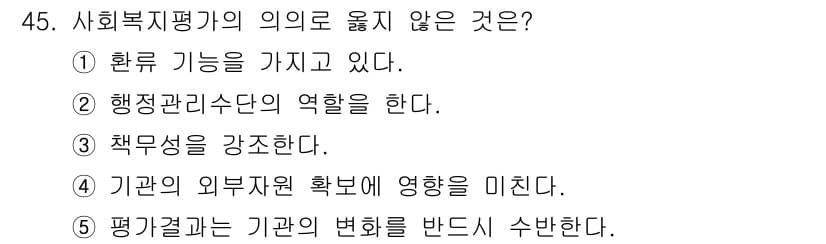 사회복지사_1급(3교시) 2017년 45번 - 정답과 핵심 포인트를 검수 중인 기출문제