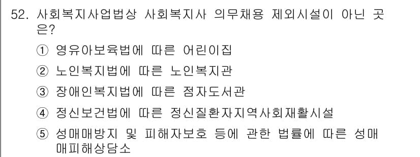사회복지사_1급(3교시) 2017년 52번 - 정답과 핵심 포인트를 검수 중인 기출문제
