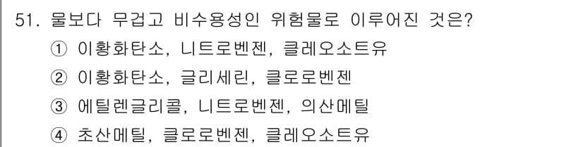 위험물산업기사 2015년 51번 - 정답과 핵심 포인트를 검수 중인 기출문제