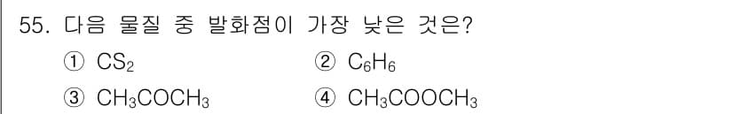 위험물산업기사 2015년 55번 - 물질의 발화점은 그 물질이 연소를 시작하는 최소 온도를 의미하며, CH3... 에 관한 핵심 기출문제