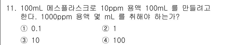 위험물산업기사 2016년 11번 - 정답과 핵심 포인트를 검수 중인 기출문제