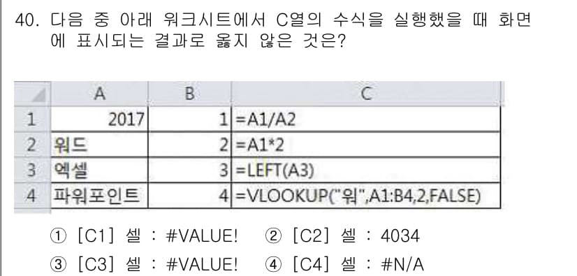 컴퓨터활용능력_2급 2017년 40번 - 정답과 핵심 포인트를 검수 중인 기출문제