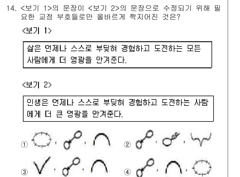 워드프로세서 2017년 14번 - 주어진 문장은 사람들의 부서진 스스로의 경험을 통해 더 큰 영감을 전달하... 에 관한 핵심 기출문제