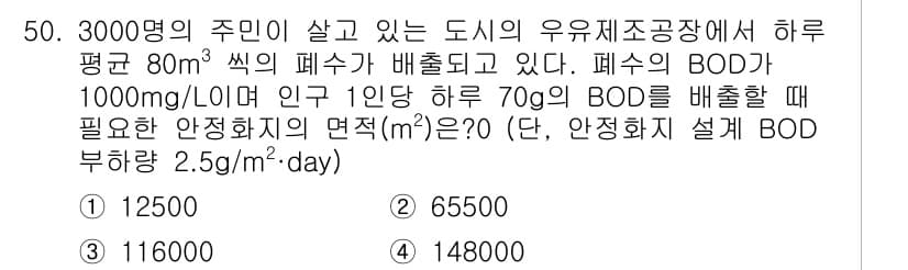 수질환경기사 2016년 52번 - 정답과 핵심 포인트를 검수 중인 기출문제