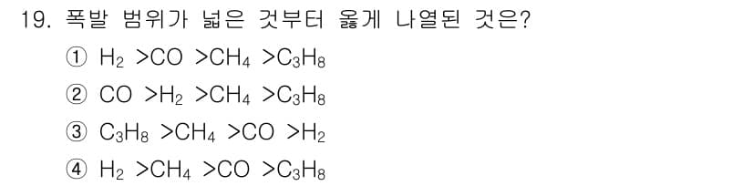 가스산업기사 2016년 19번 - 정답과 핵심 포인트를 검수 중인 기출문제