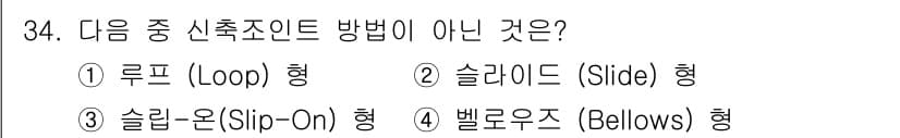 가스산업기사 2017년 34번 - . 솔리드(Slip-On) 형은 신축 조인트의 한 형태로, 일반적으로 고... 에 관한 핵심 기출문제