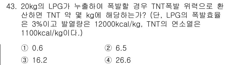 가스산업기사 2017년 43번 - 정답과 핵심 포인트를 검수 중인 기출문제