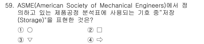 전기기능장 2015년 59번 - 정답 2번은 ASME에서 정의한 기호 중 “저장(Storage)”을 나타... 에 관한 핵심 기출문제